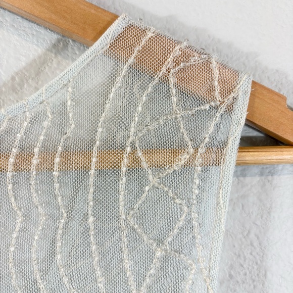 Johnny Was Biya Lace Mesh Maxi Dress Size S Pale Mint Beaded Boho Embroidered - Picture 10 of 12